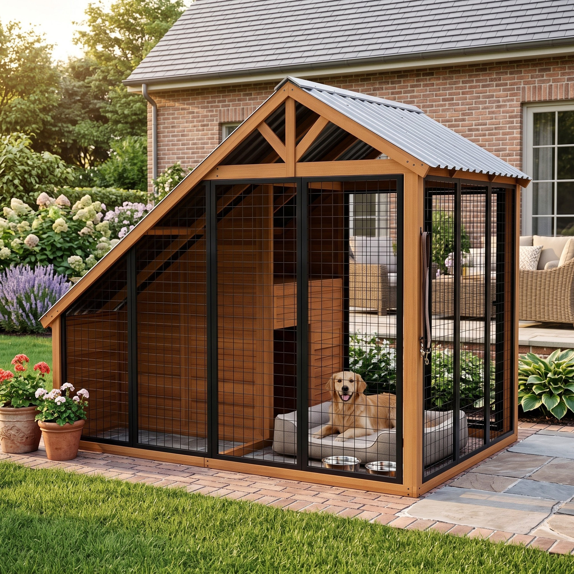 Tucker Murphy Pet™ Outdoor Dog House with Steel Roof, Wood Dog